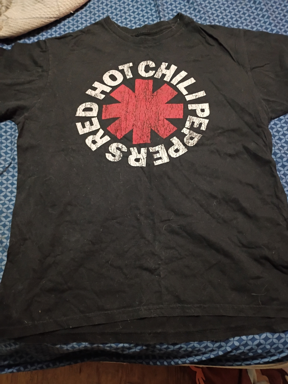 Black Mens RHCP' Band Graphic Tee with Classic Red Star Logo